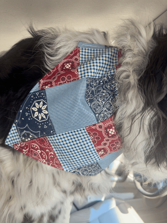 Patchwork Denim Reversible Dog Bandana