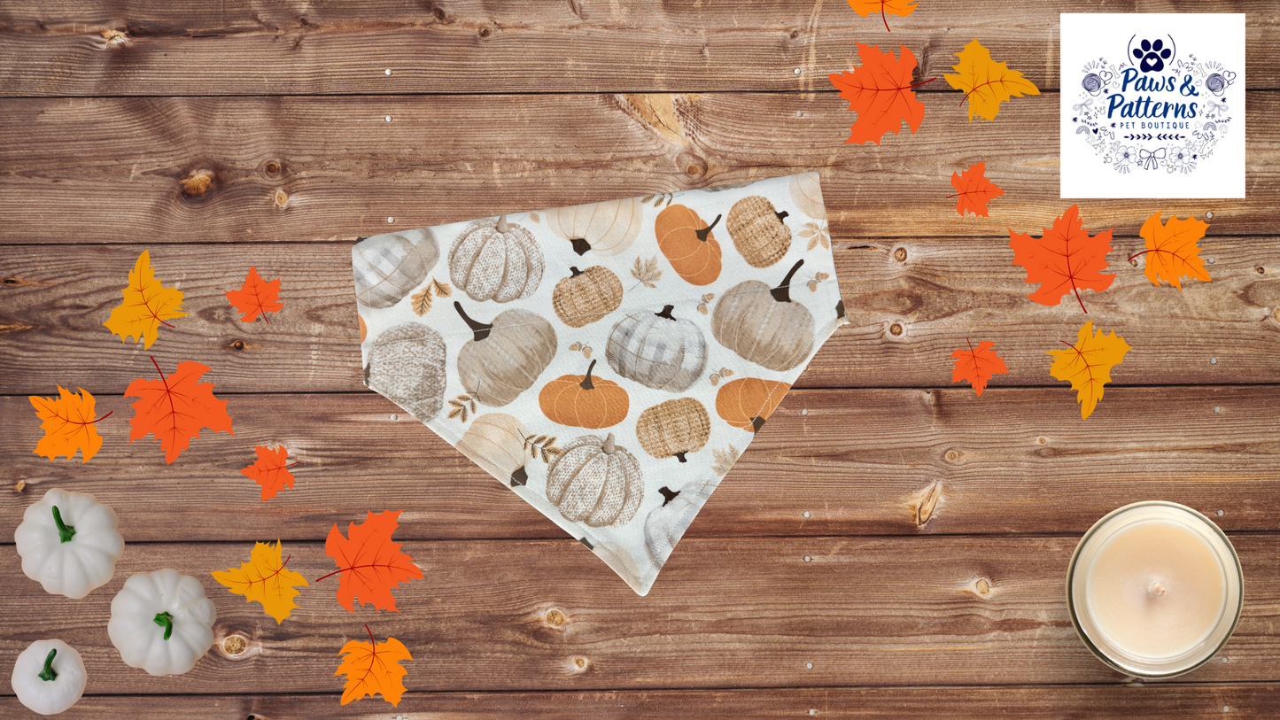 Pumpkins Please Fall Dog Bandana, Reversible
