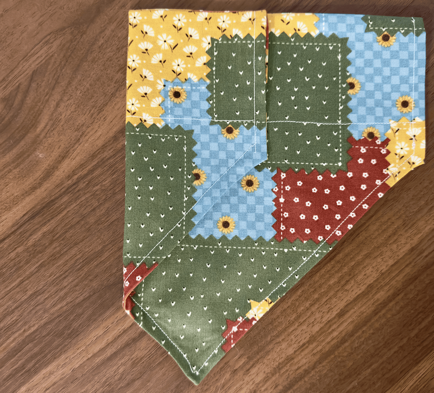 Fall Patchwork Dog Bandana, Reversible