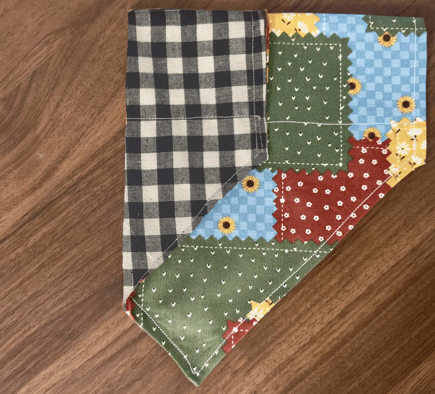 Fall Patchwork Dog Bandana, Reversible