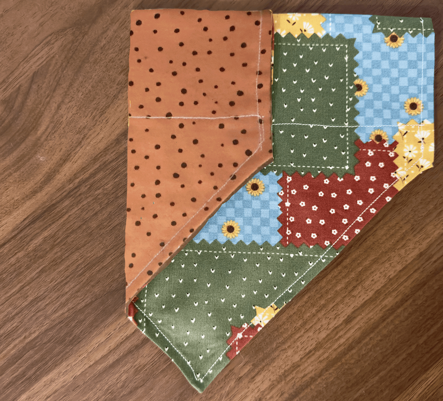 Fall Patchwork Dog Bandana, Reversible