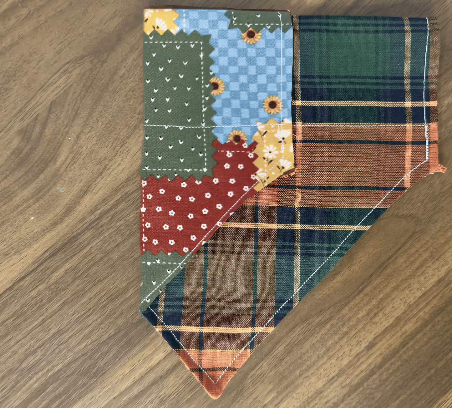 Fall Plaid Dog Bandana, Reversible