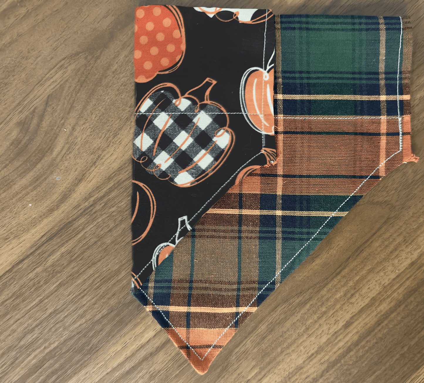 Fall Plaid Dog Bandana, Reversible