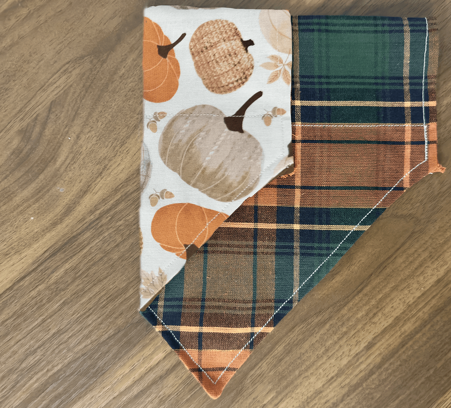 Fall Plaid Dog Bandana, Reversible