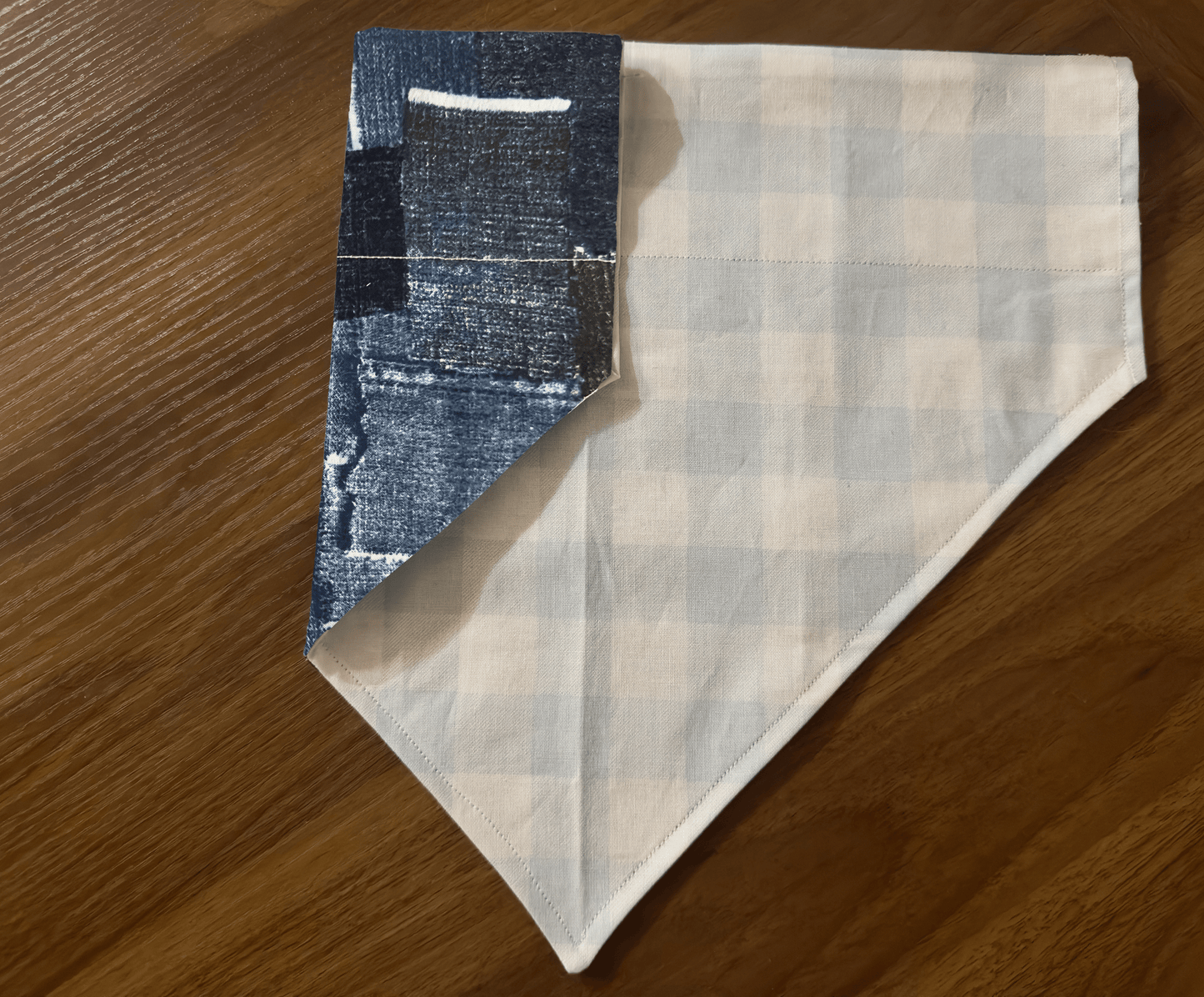 Reversible Blue Gingham Dog Bandana