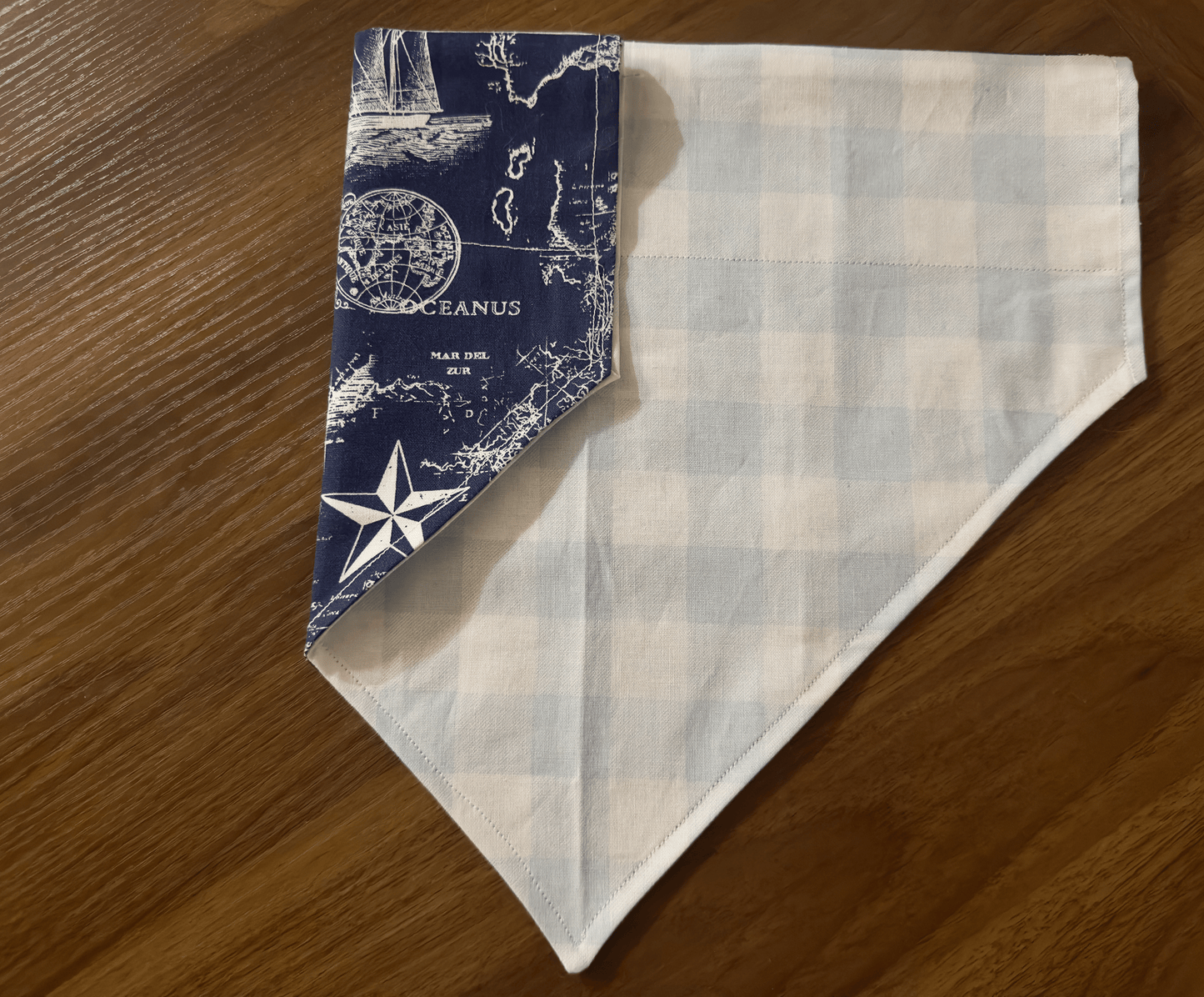 Reversible Blue Gingham Dog Bandana