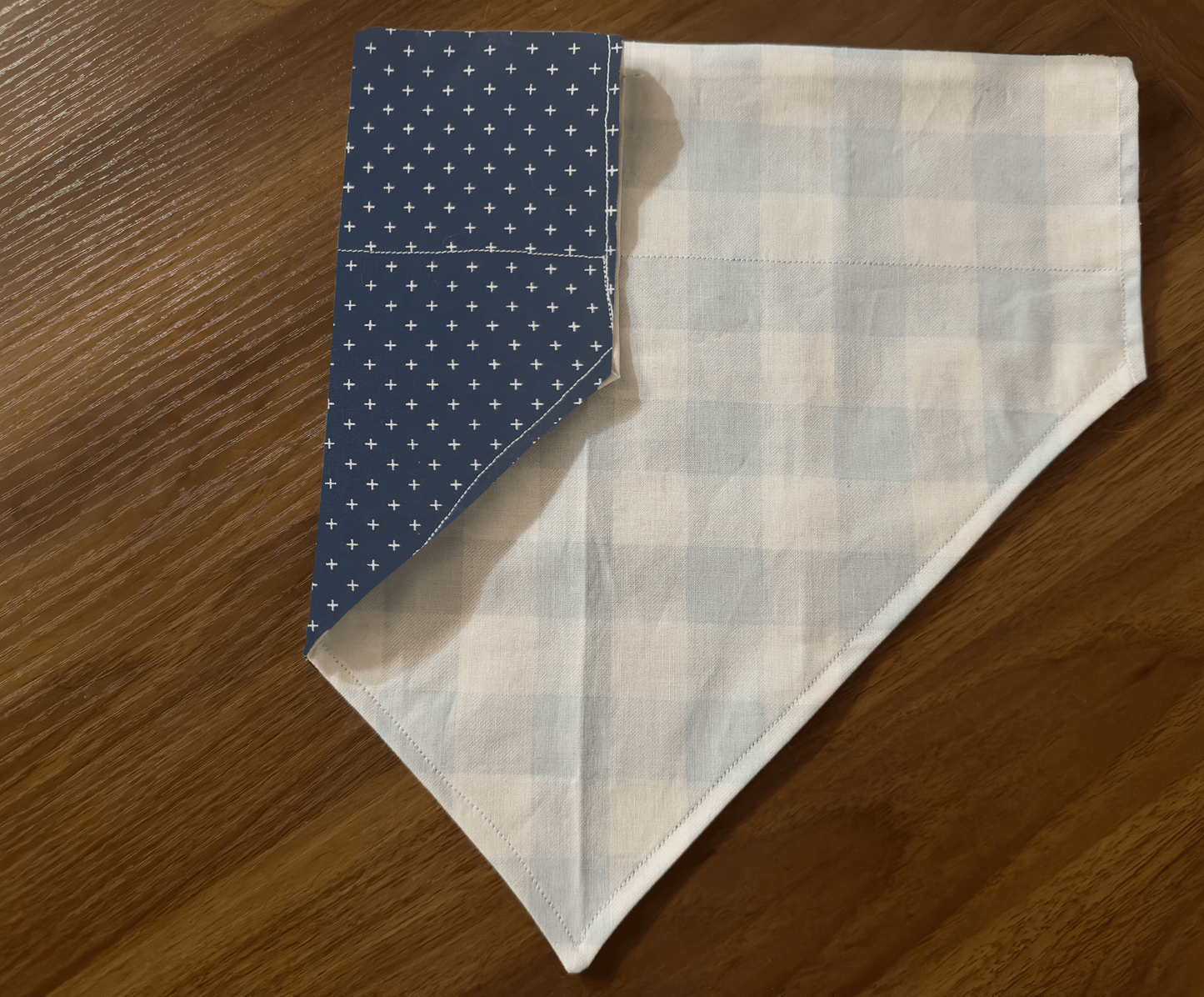 Reversible Blue Gingham Dog Bandana