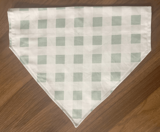 Green Gingham & Pinecone Print Reversible Dog Bandana