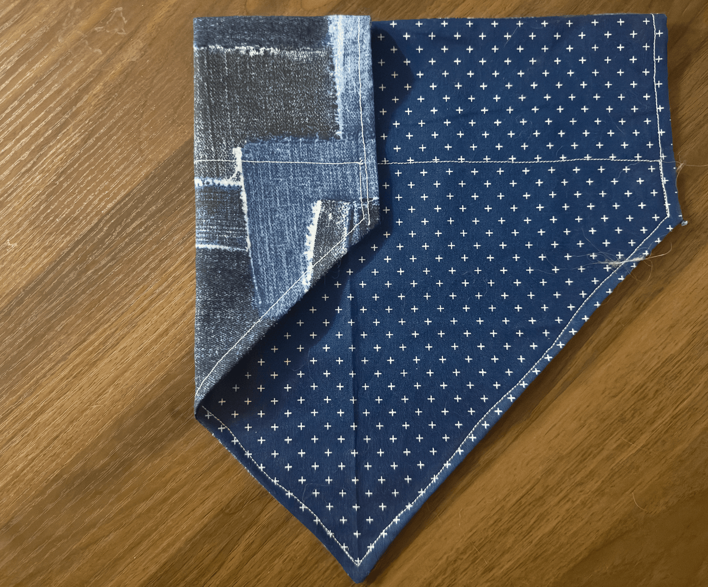 Reversible Navy with White Crosses Dog Bandana