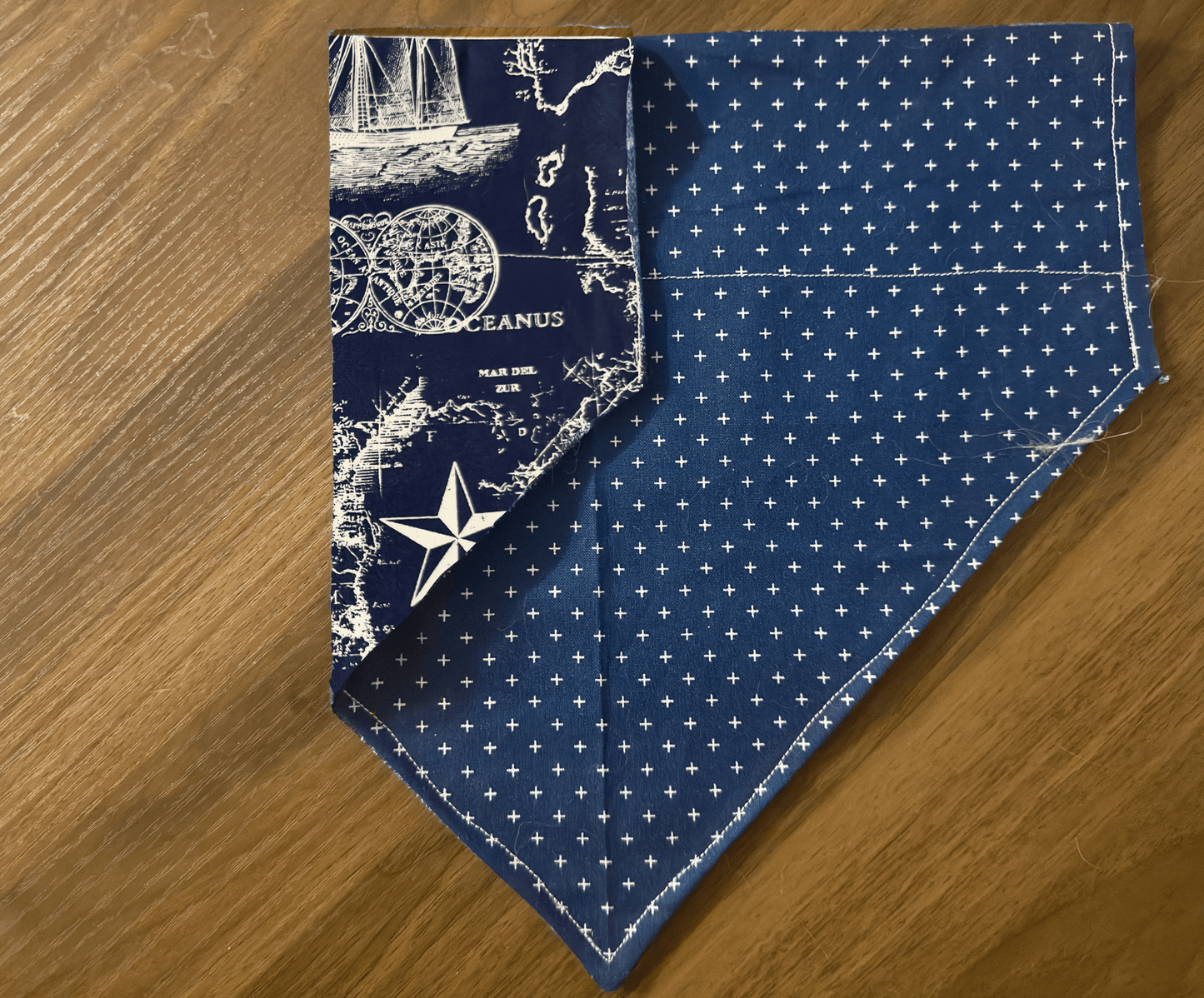 Reversible Navy with White Crosses Dog Bandana