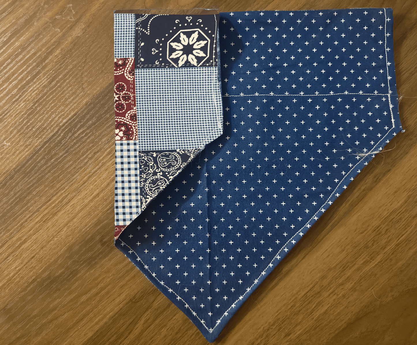 Reversible Navy with White Crosses Dog Bandana