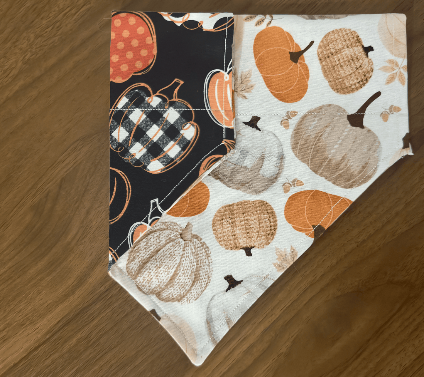 Pumpkins Please Fall Dog Bandana, Reversible