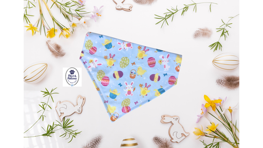 Tossed Easter Cuties & Yellow Polka Dots - Reversible Dog Bandana