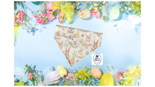 Bunny Wreath & Spring Floral - Reversible Dog Bandana