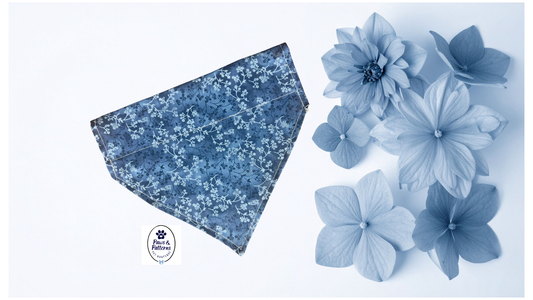 Blue Vintage Floral & Dark Denim Reversible Dog Bandana