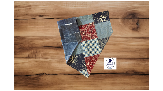 Patchwork Denim Reversible Dog Bandana