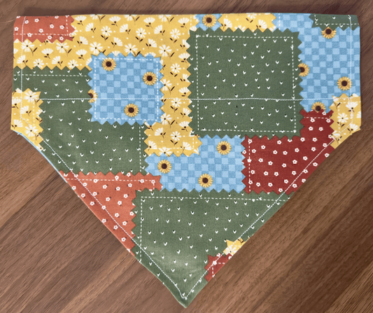 Fall Patchwork Dog Bandana, Reversible