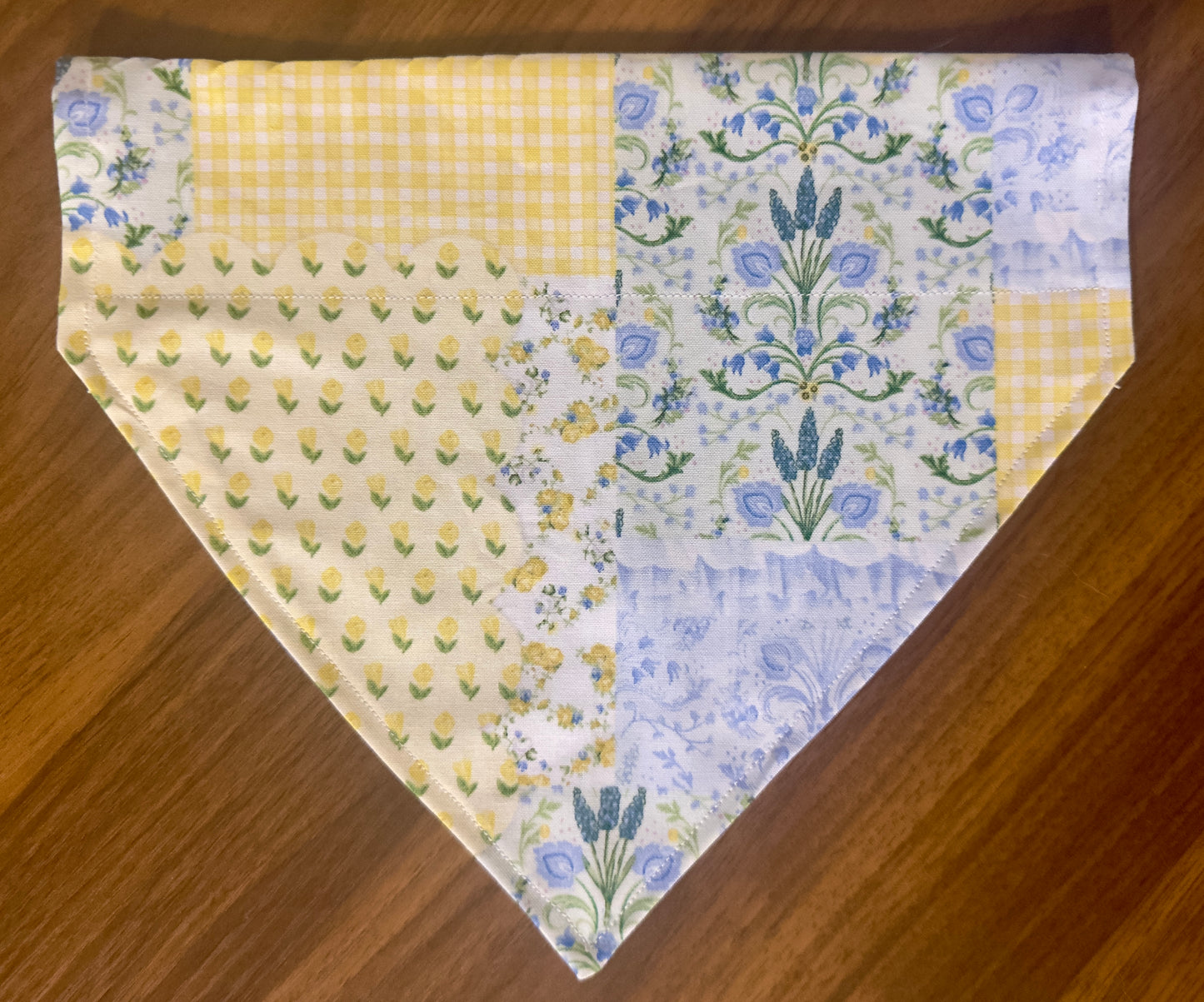 Yellow Patchwork & Daisy Denim Reversible Dog Bandana