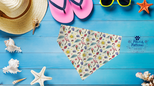 Summer Dog Bandana, Flamingo and sun