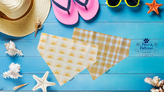 Sunshine Summer Dog Bandana, Reversible