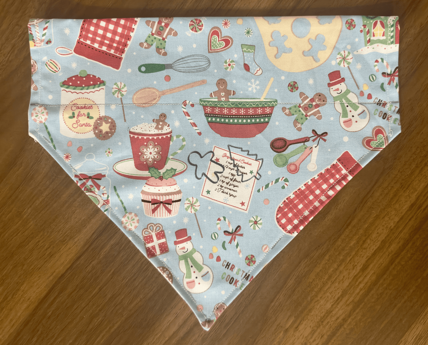 Custom Christmas Dog Bandana, Reversible- Size Medium