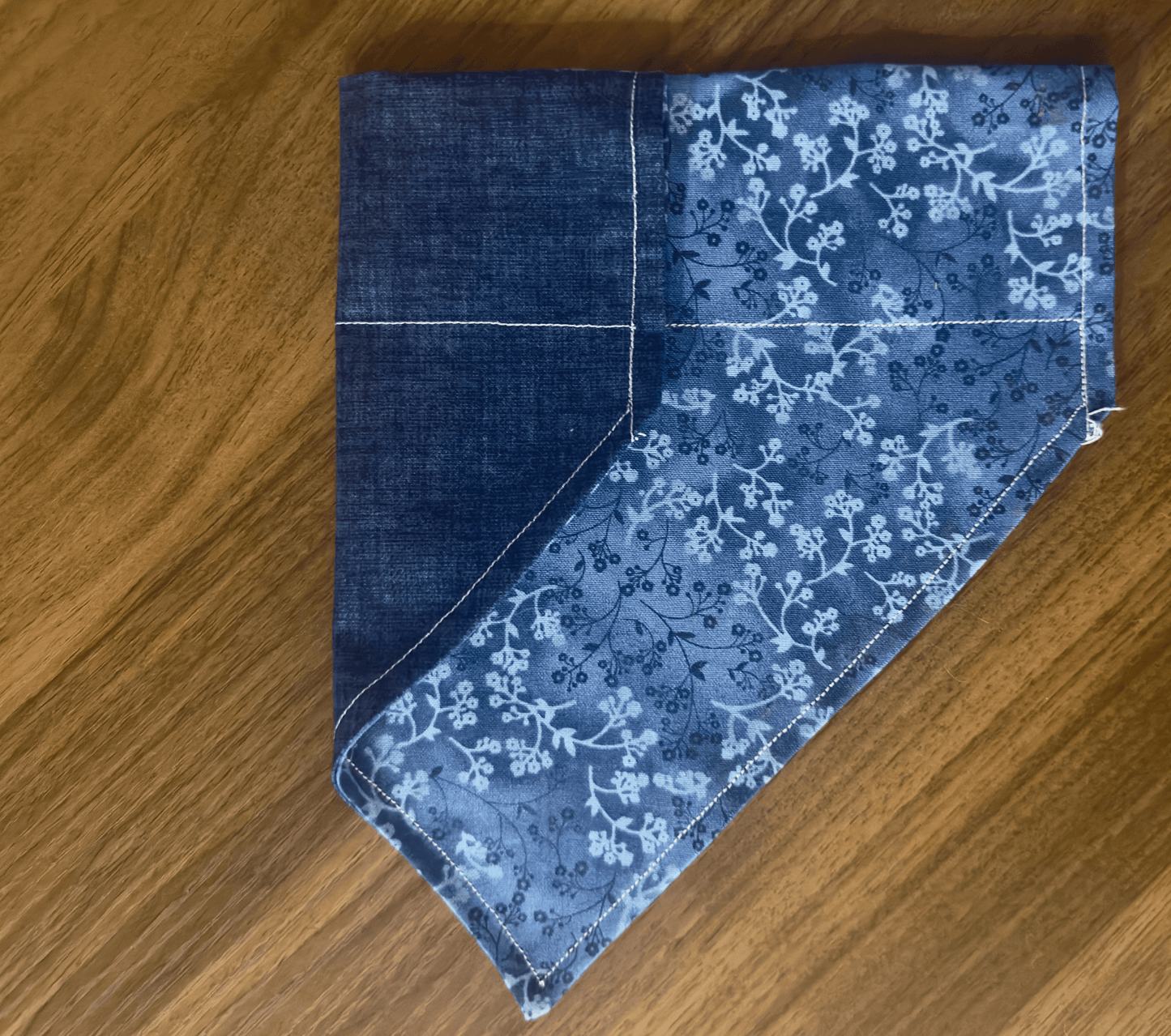 Blue Vintage Floral & Dark Denim Reversible Dog Bandana