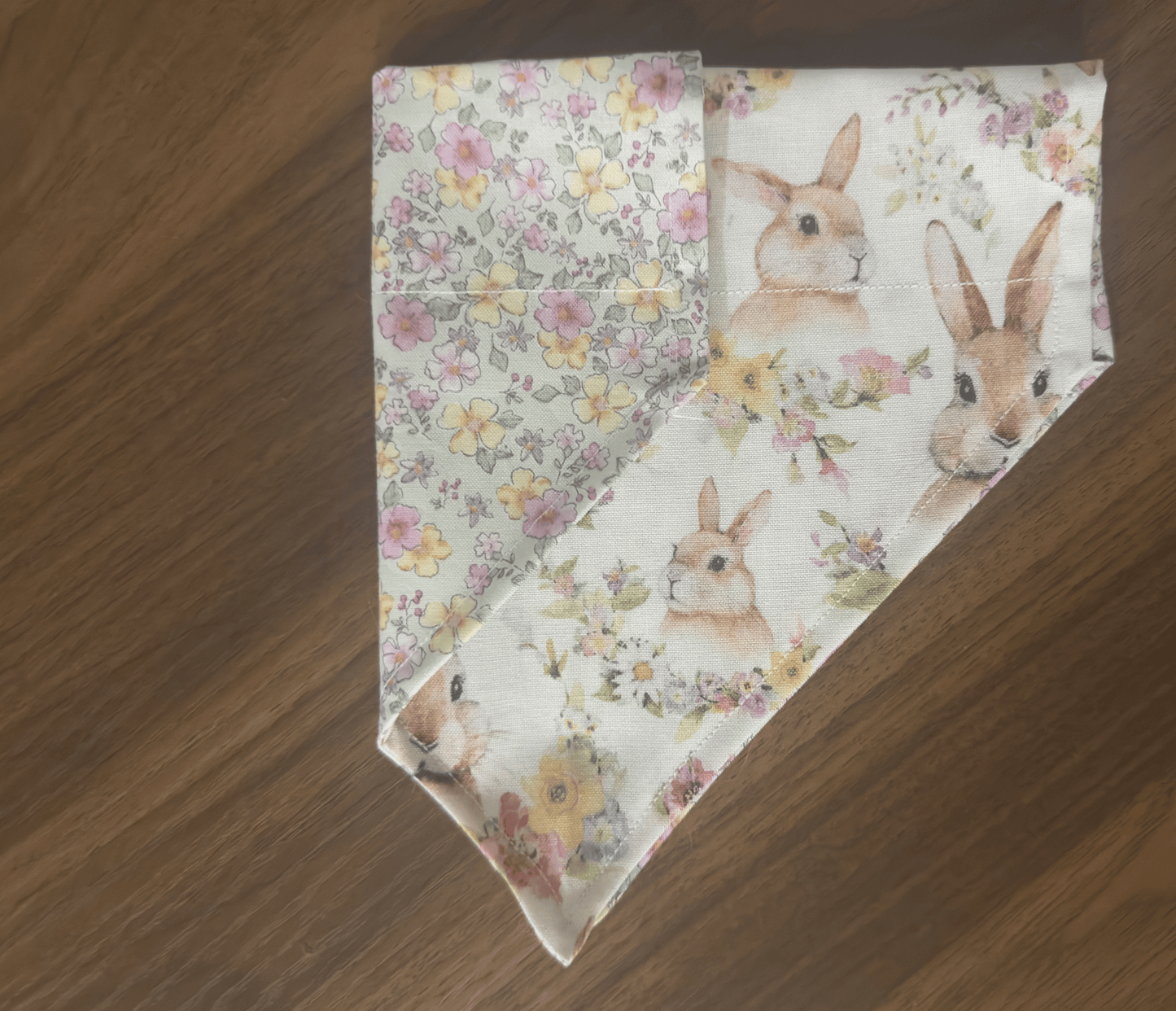 Bunny Wreath & Spring Floral - Reversible Dog Bandana
