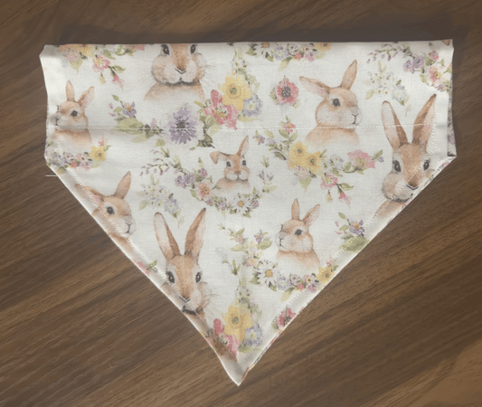 Bunny Wreath & Spring Floral - Reversible Dog Bandana