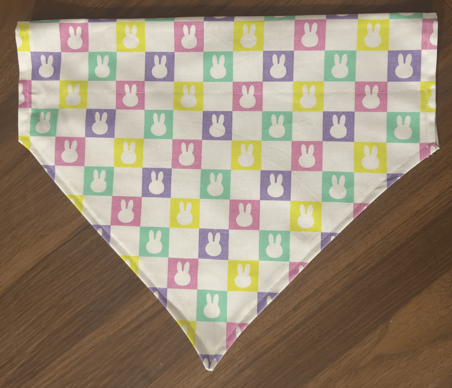 Checkered Bunny and Easter Plaid- Reversible Dog Bandana