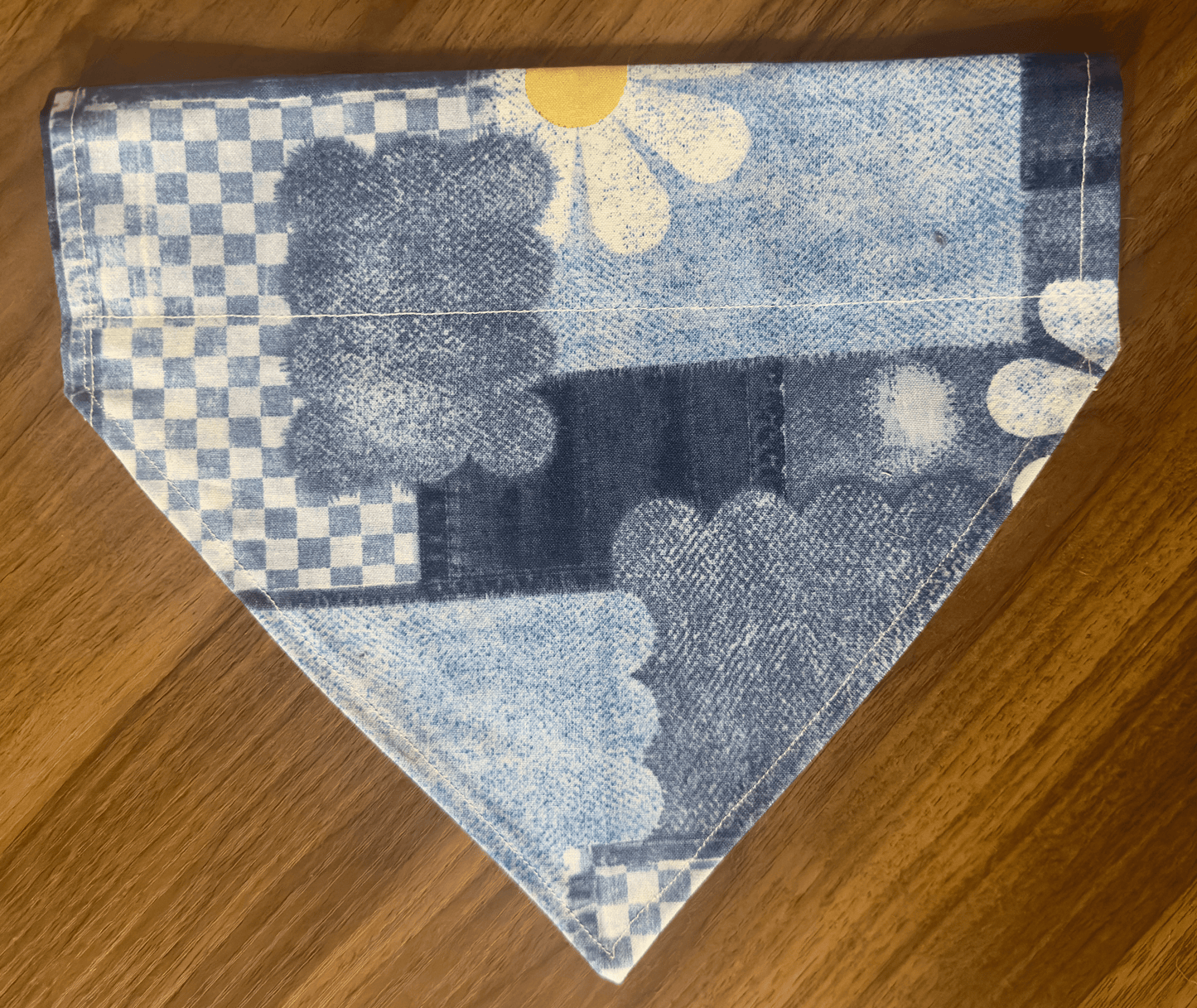 Yellow Patchwork & Daisy Denim Reversible Dog Bandana