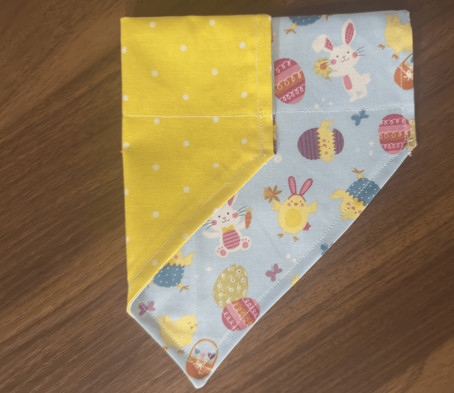Tossed Easter Cuties & Yellow Polka Dots - Reversible Dog Bandana