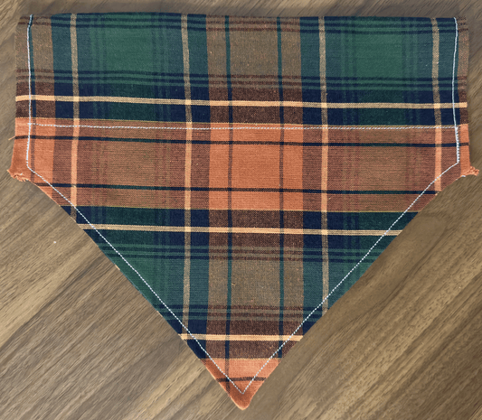 Fall Plaid Dog Bandana, Reversible