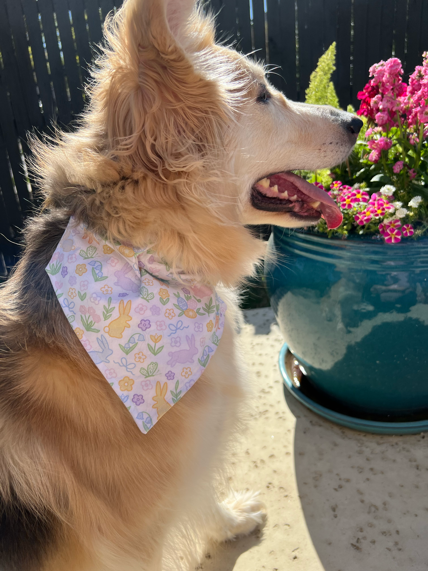Reversible Preppy Easter Dog Bandana - Preppy Easter Front, Easter Bones Back