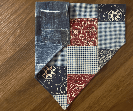 Patchwork Denim Reversible Dog Bandana