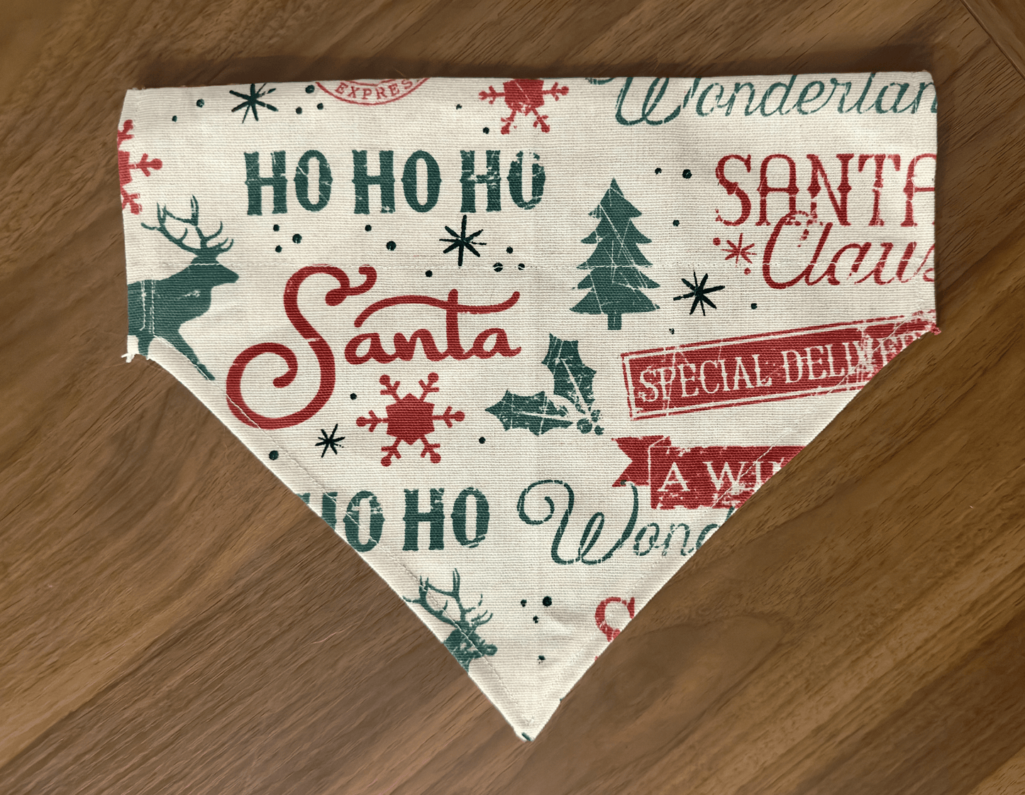 Custom Christmas Dog Bandana, Reversible- Size Medium