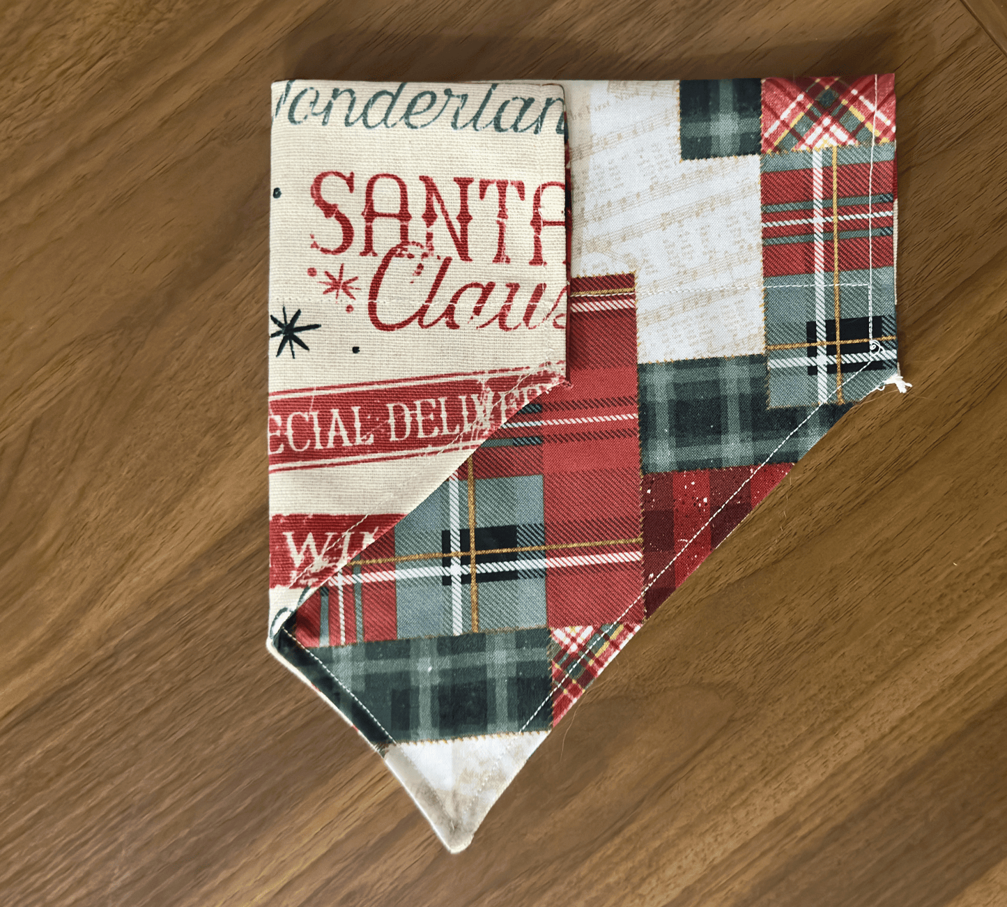 Santa's Patchwork Post Holiday Dog Bandana